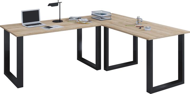 Produktbild VCM Büromöbel Eckschreibtisch Lona Tiefe 80 cm U Alu Schwarz (76 x 190 x 190 x 80 cm)
