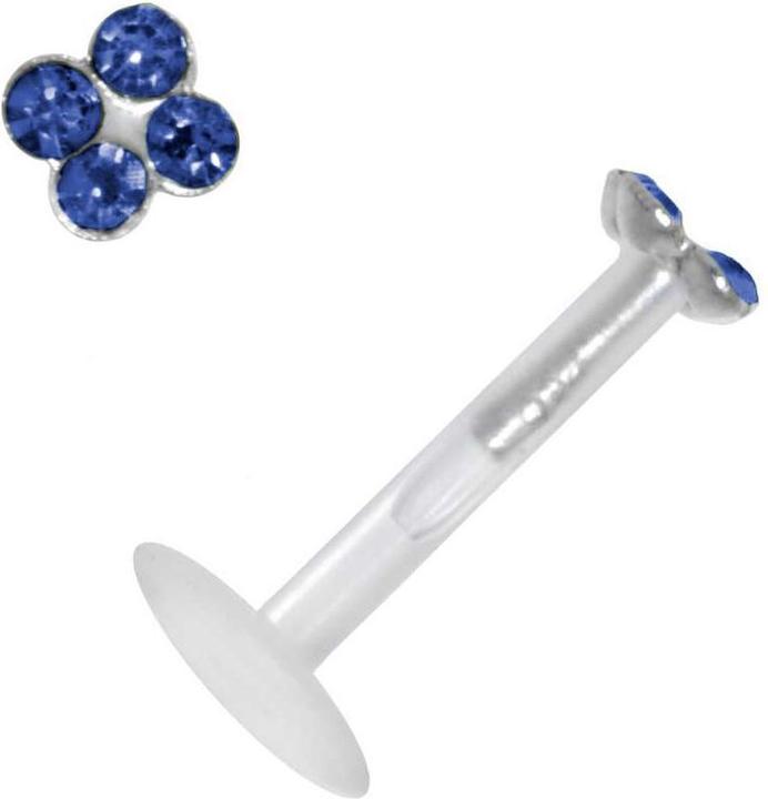Bijouteria Piercing für Lippe/Tragus (Bioplast, Silber 925, Kristall)