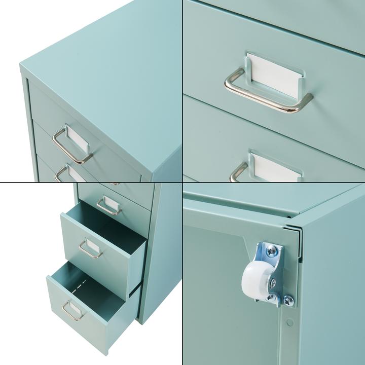 Image du produit En.Casa Rollcontainer Kökar mit 8 Schubladen 109x28x41 cm Mintgrün