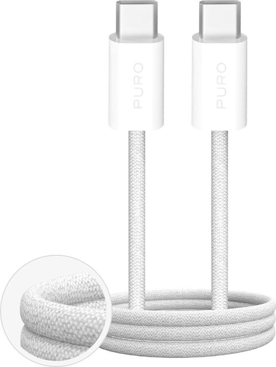 Image du produit Puro Fabrik 4 240W geflochtenes USB-C - USB-C 1m Kabel - weiss (1 m, 240 W)