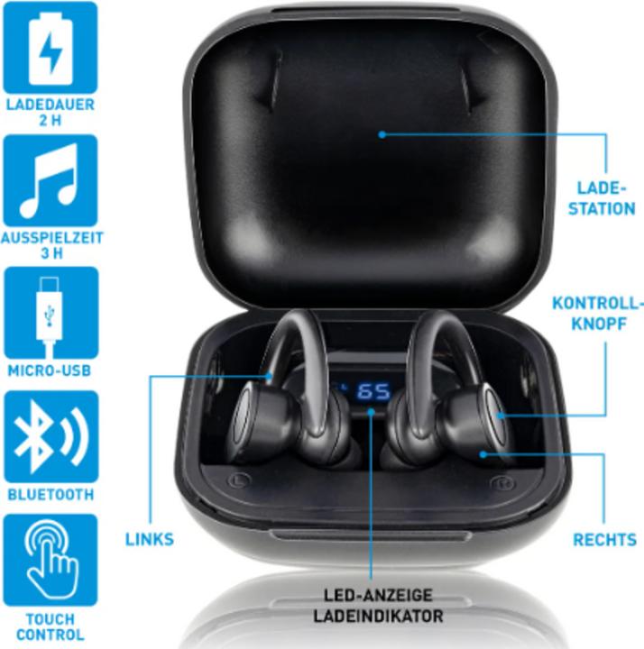 Image du produit Grundig Earbuds Sport TWS 300mAh BT (pas de réduction du bruit, 2 h, Sans fil)