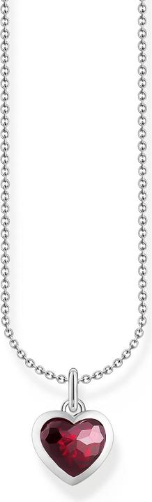 Thomas Sabo Kette mit dunkelrotem Herz-Anhänger Silber (925 Sterlingsilber, 38 - 45 cm)