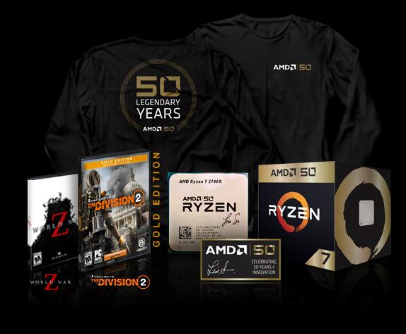 Produktbild AMD Ryzen 7 2700X 50th Anniversary Gold Edition (AM4, 3.70 GHz, 8 -Core)