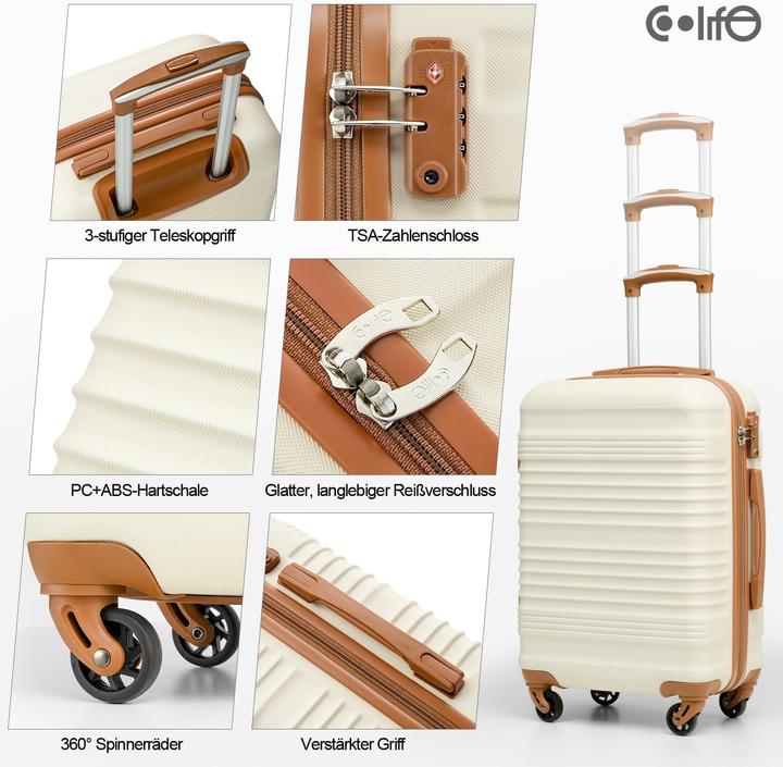 Image du produit Coolife 6-teiliges Koffer-Set (93 l, Bagage à main (jusqu'à 50l), M (50 - 90l), L (90 - 115l))
