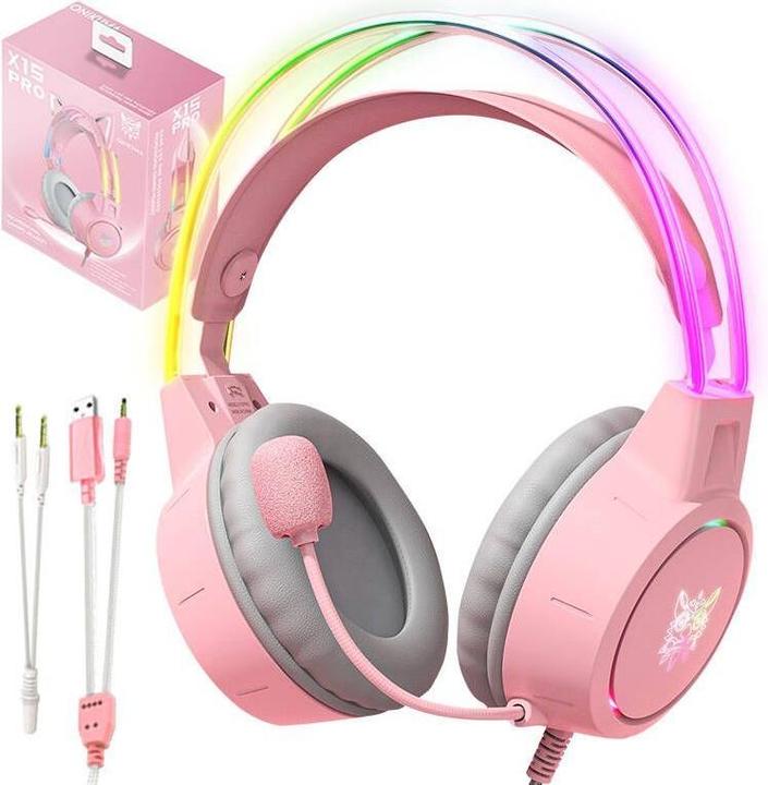 Onikuma X15 PRO RGB-Gaming-Kopfhörer (kabelgebunden) Pink (Kabelgebunden)