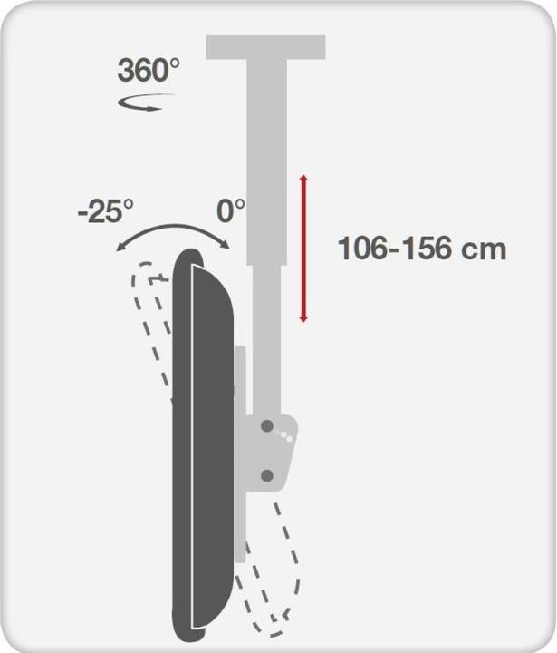 Actual product image Techly Telescopic Ceiling Long Support (Ceiling, 70", 50 kg)