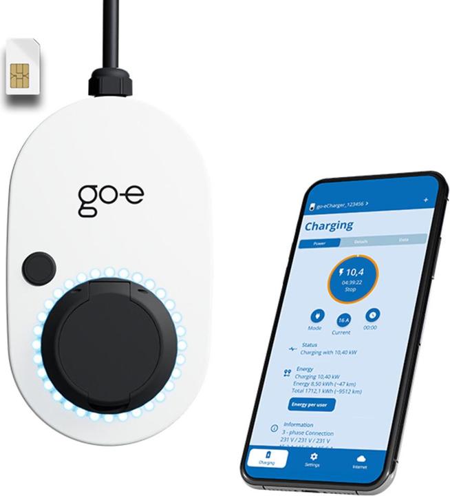 Immagine prodotto Go-E Charger Gemini 2.0 (Tipo 2, 22 kW, 32 A, Cablato fisso)