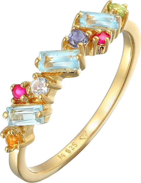 Produktbild Elli PREMIUM Ring Peridot Topas Mondstein Glamour 925 Silber vergoldet (52, 925 Silber)