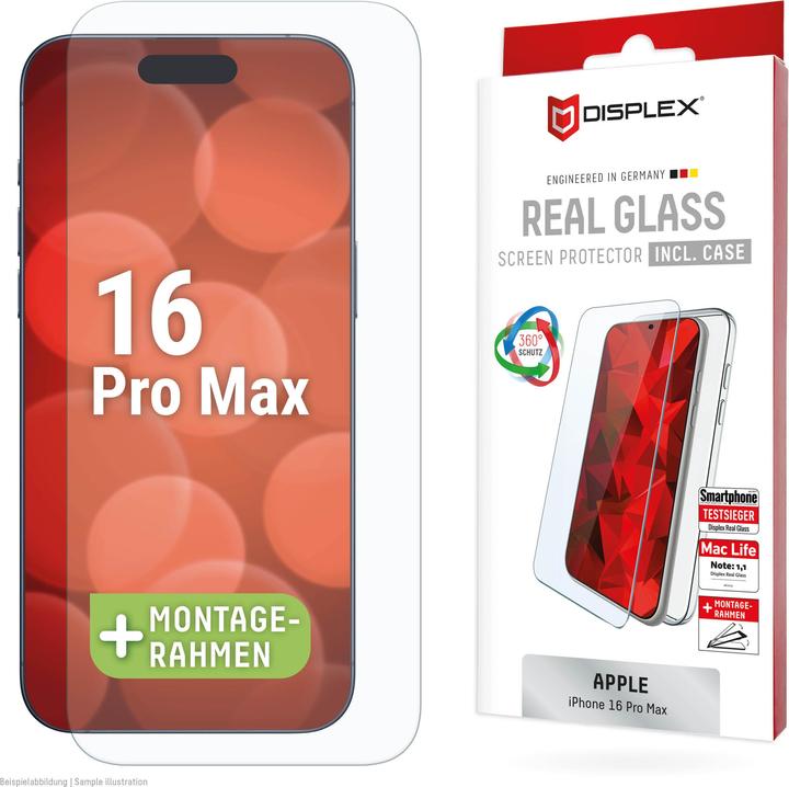 Actual product image Displex Real Glass, 2D Panzerglas + Handyhülle (1 Piece, Apple iPhone 16 Pro Max)