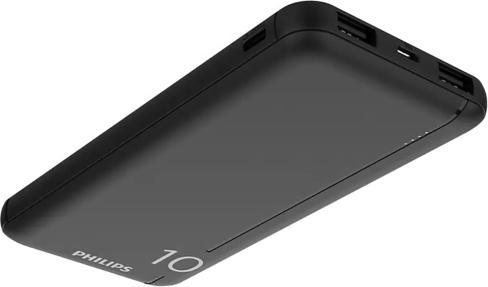 Actual product image Philips Slim Powerbank 10000mAh with LED + Micro-USB cable black (10000 mAh, 37 Wh)