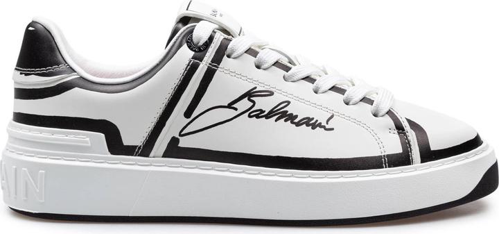 Balmain b-court calf leather sneakers color black and white (41)
