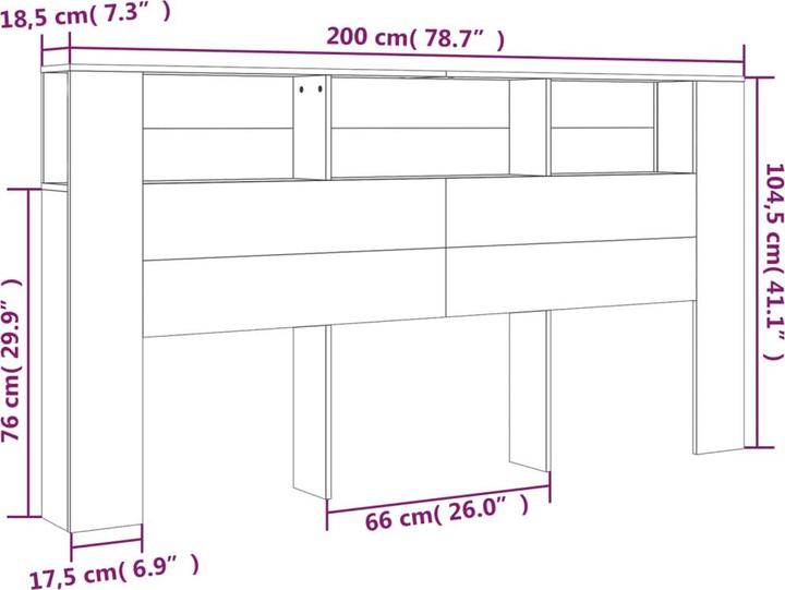 Actual product image VidaXL Bed headboard with shelves look