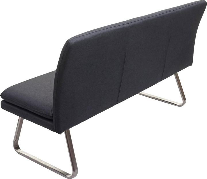 Produktbild Swisshandel24 Sitzbank, Esszimmerbank Bank Polsterbank, Rückenlehne Stoff/Textil Edelstahl gebürstet - grau 160cm (160 cm)