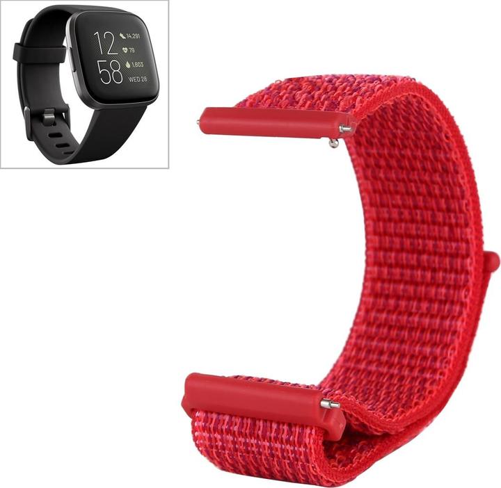 Cover-Discount Fitbit Versa - Bracelet en nylon avec velcro rouge (Nylon)