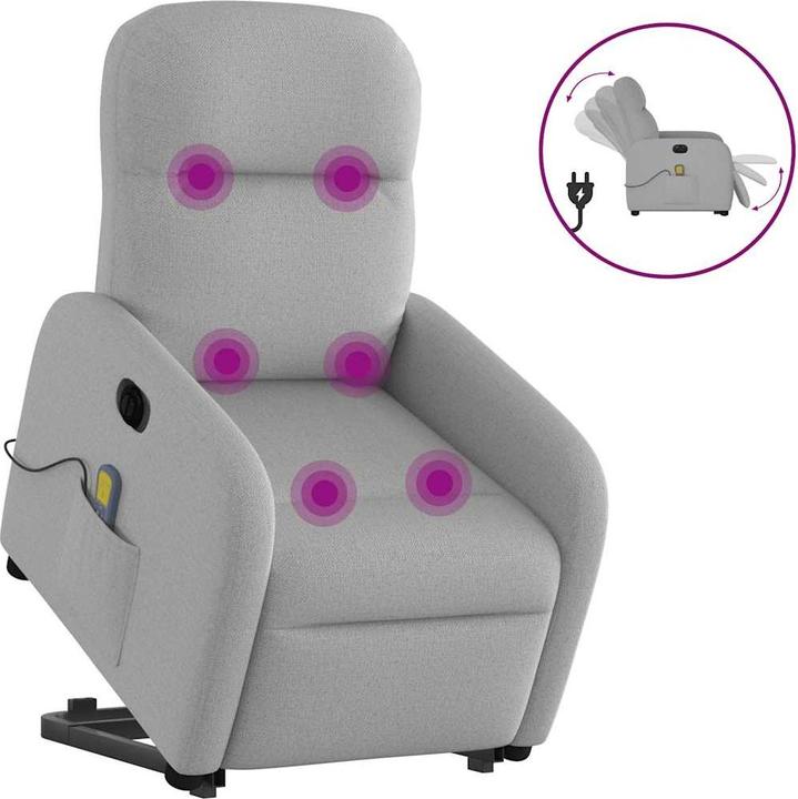 VidaXL Massagesessel mit Aufstehhilfe Elektrisch Wolkengrau Stoff