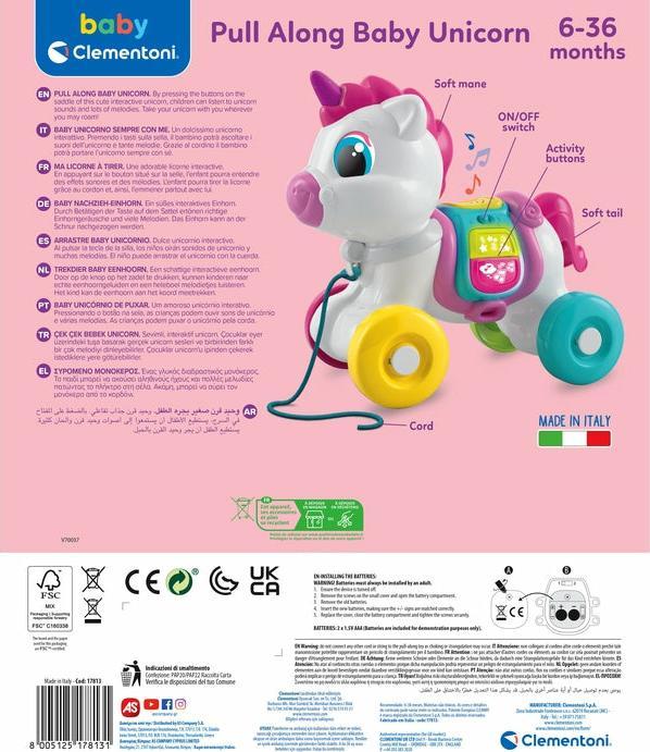 Produktbild Clementoni Baby - Zugtier Einhorn