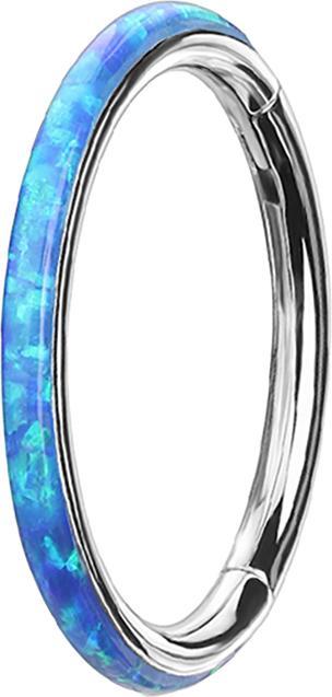 Immagine prodotto Star Piercing Anello a micro segmenti con cerniera in argento laterale Opale a strisce blu (senza ottone, Titanio G23)