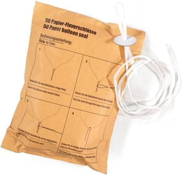 Produktbild CreaDiva Ballonverschlüsse aus Papier und Karton - 50 Stück - 100% abbaubar