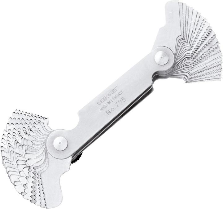 Actual product image Gedore Thread gauge, 52 blades, For metric and Whitworth threads, Easy to read sizes (7 cm)