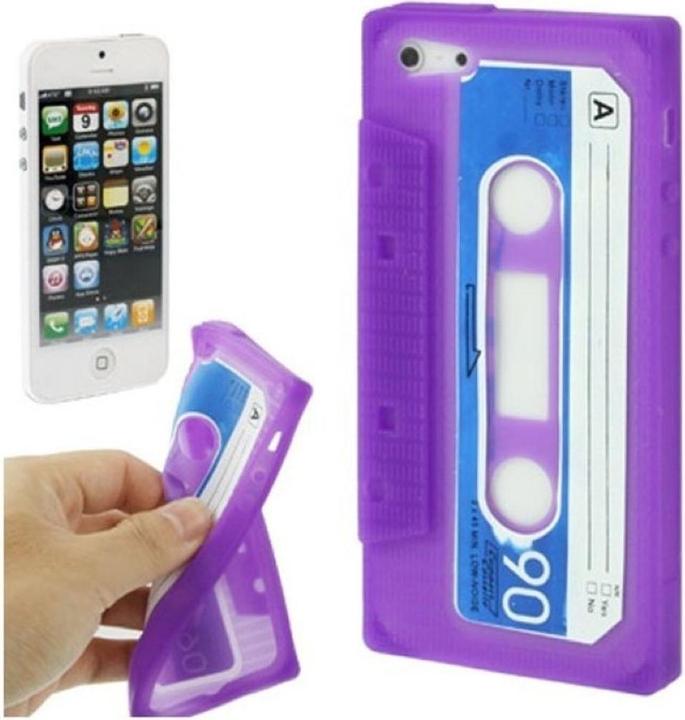 Produktbild König Design Silikon Hülle Retro Kassette für Handy iPhone 5 & 5s Lila (Apple iPhone 5)