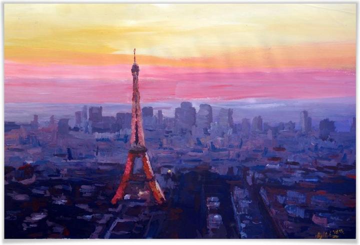 Actual product image Trenddeko Bleichner - Paris Eiffel Tower at dusk (100 x 70 cm)