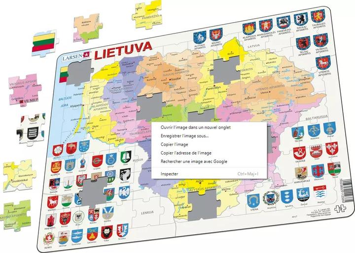 Actual product image Larsen Puzzle - Lithuania (political) (70 pieces)