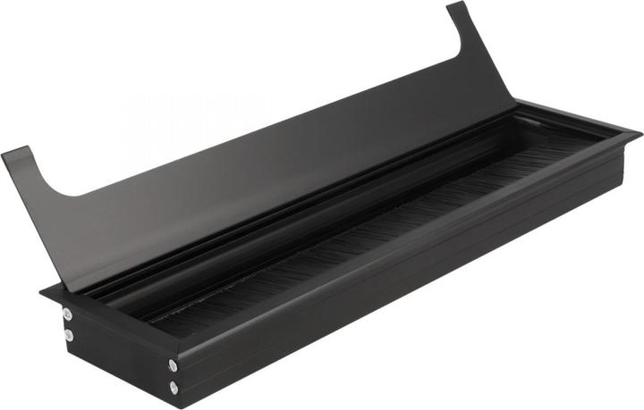 Produktbild Delock Kabeldurchführung für Tischeinbau mit Bürste 300 x 80 x 28 mm schwarz (Kabeldurchlass, 30 cm)