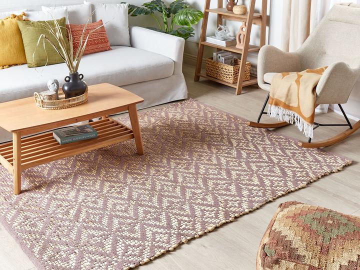 Actual product image Beliani Carpet Cotton Beige/Pink 160 x 230 cm GERZE (160 x 230 cm)