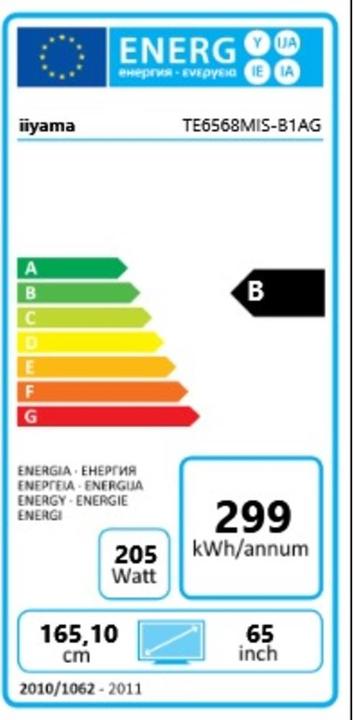 Energy Label iiyama TE6568MIS-B1AG (3840 x 2160 Pixels, 64.57")