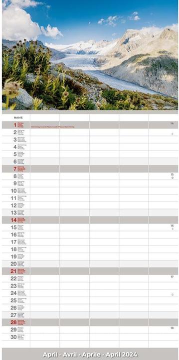Image du produit Calendrier Suisse 2024 (22 x 45 cm)