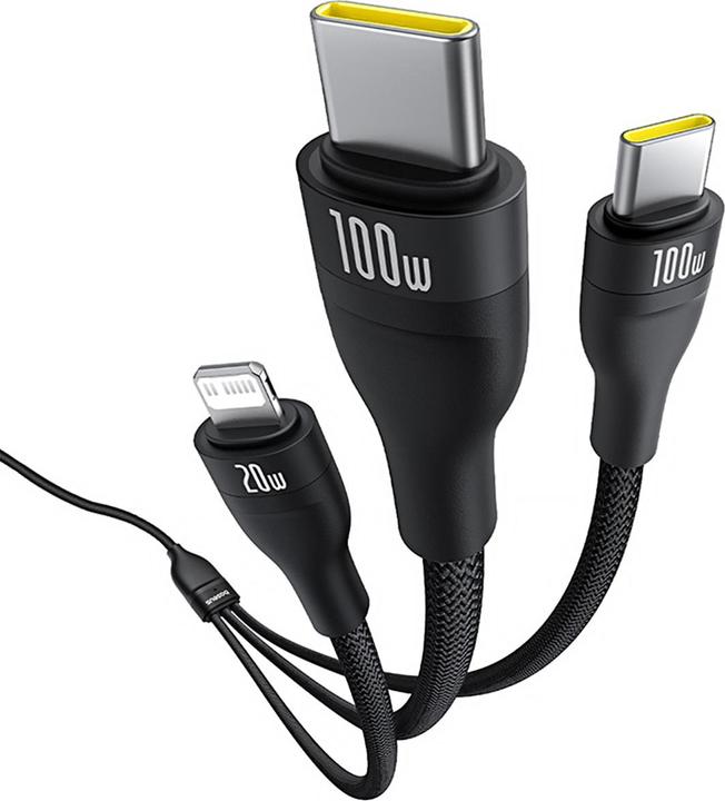 Produktbild Baseus 3-in-1 Flash3 USB to C+C+L 100W / 1.5m cable (black) (1.50 m, USB 2.0, 100 W)