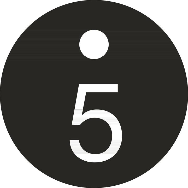 Reiher Schlüsselnummer - ø 25, Nummer 5, Aluminium schwarz eloxiert