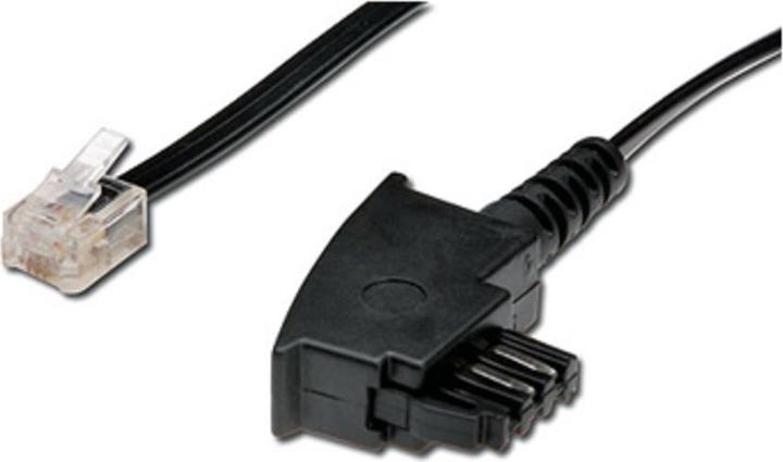 Actual product image Dönges Connection cable TAE-F / RJ11, black, length 10 m, a-3/b-4/W-5/E-2