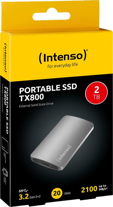 Actual product image Intenso SSD 2.0TB TX800 1.8" USB 3.2 Gen1 Anthracite (2 TB)