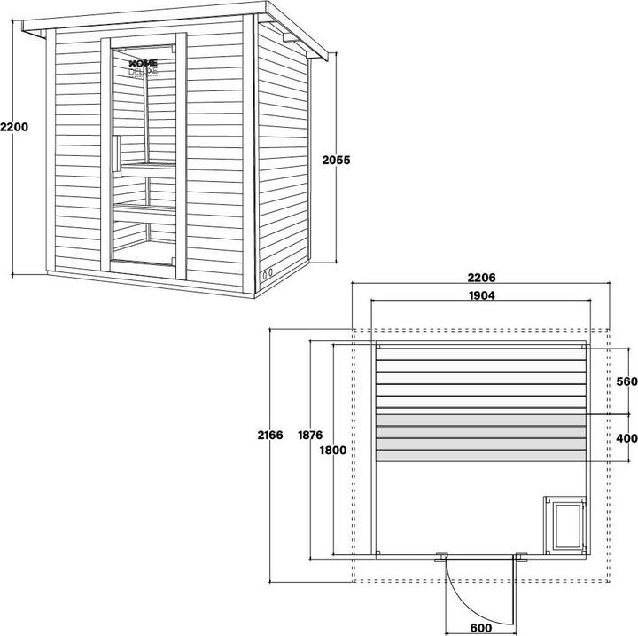 Actual product image Home Deluxe Outdoor sauna house MACAH L- 221 x 217 cm for 4 persons - Sauna with 6kW heater