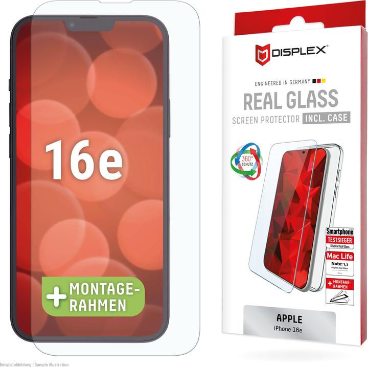 Actual product image Displex Real Glass, 2D Panzerglas + Handyhülle (1 Piece, Apple iPhone 16e)
