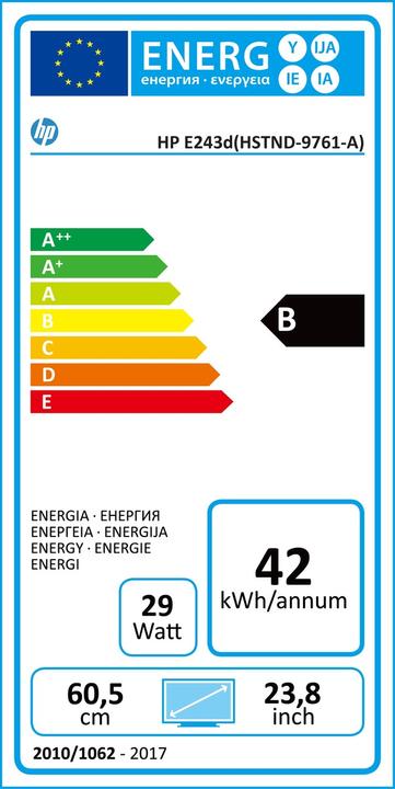Etichetta energetica HP Display Elite E243d (1920 x 1080 pixel, 23.80")