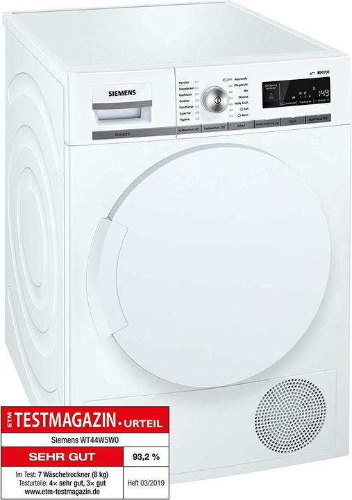 Produktbild Siemens WT44W5W0 iQ700 (8 kg, Rechts, EU-Stecker)