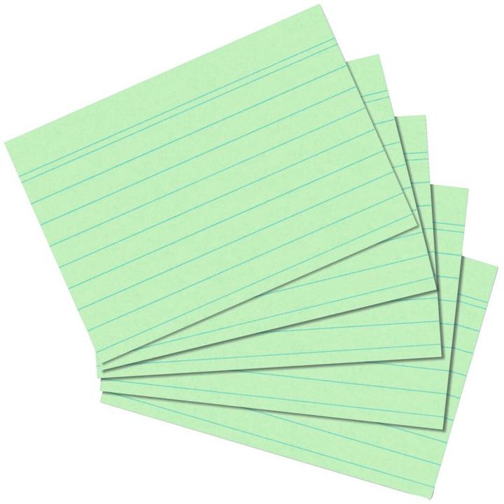 Image du produit Herlitz Fiches, DIN A5, lignées, papier vert, 170 g/m², sans bois, couleur de la ligne : bleu, double (A5, 170 g/m², 100 x)