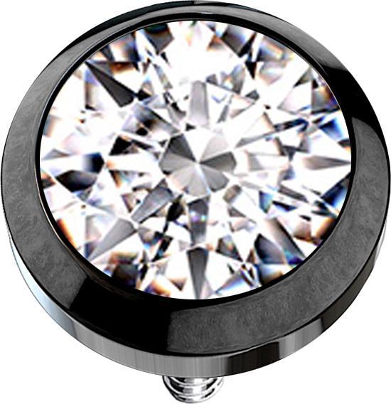 Star Piercing Dermal Anchor schwarz mit Kristall silber (ohne Messing, Chirurgenstahl 316L)
