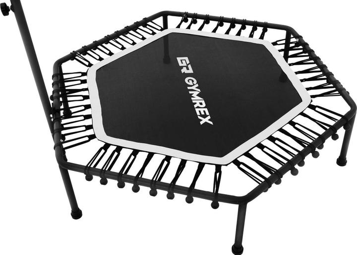 Produktbild Gymrex Fitness-Trampolin Trampolin mit Stange Trampolin Sport bis 100 kg weiss