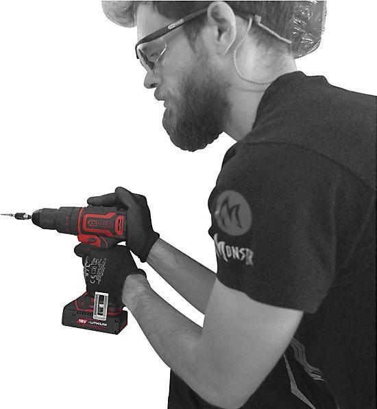 Productafbeelding KS Tools eMONSTER borstelloze accu klopboormachine en schroevendraaierset, 4-delig | 18 volt, 2 accu's en (Oplaadbare batterij)