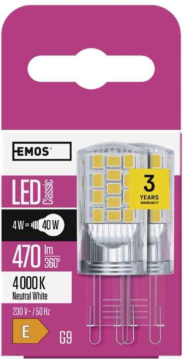 Produktbild Emos LED Lampe Classic JC / G9 / 4 W (40 W) / 470 lm / Neutralweiss (G9, 4 W, 470 lm, 2 x, E)