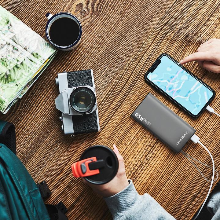 Actual product image Wozinsky Powerbank K65+ 65W 30000mAh 2x USB-C, 1x USB-A 65W - black (30000 mAh, 65 W, 65 Wh)