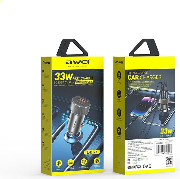 Immagine prodotto Awei car charger C-857 33W USB+USB-C brown