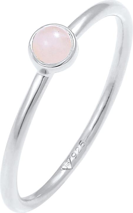 Elli Ring Stapel Rosenquarz Edelstein 925er Silber vergoldet