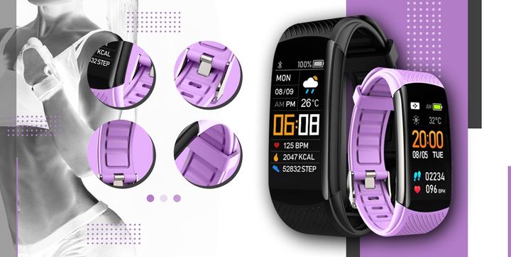 Immagine prodotto Giewont Bracciale intelligente GW200-4, colore nero, bracciale aggiuntivo viola (64.50 mm, 3G)