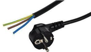 Actual product image RND Electronics AC power cable, earthed plug type F (CEE 7/4) - open ends, 2m, black (2 m)
