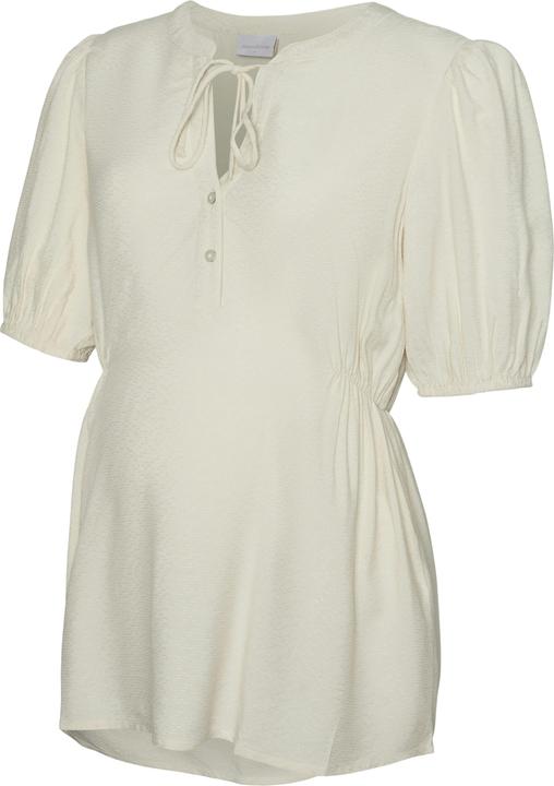 Mamalicious Normal geschnitten Mandarin Kragen Elastische Bündchen Ballonärmel Top Bluse (L)