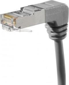 Produktbild Exertis Connect Patchkabel S/FTP, Cat.6A, beidseitig abgewinkelt, grau, 0,3 m beide Stecker nach unten abgewinkelt (CAT6a, 0.30 m)